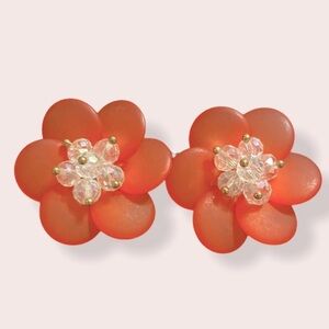 Red Petal Floral Acrylic earrings